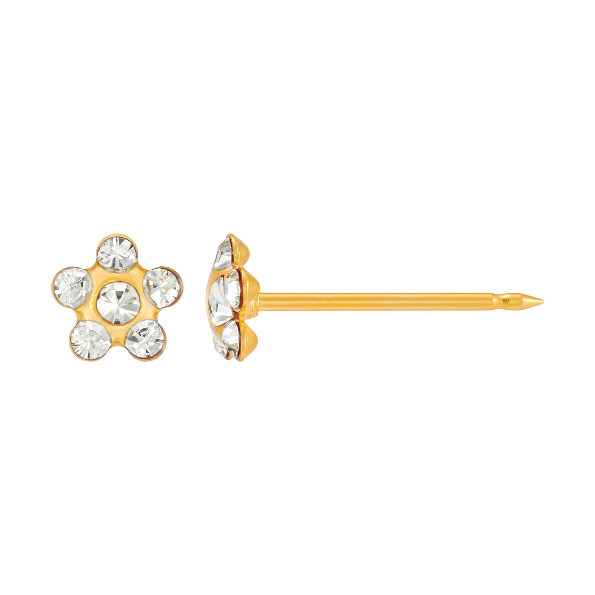 805C - Crystal Daisy Flower 24K Gold-Plated Earring Set