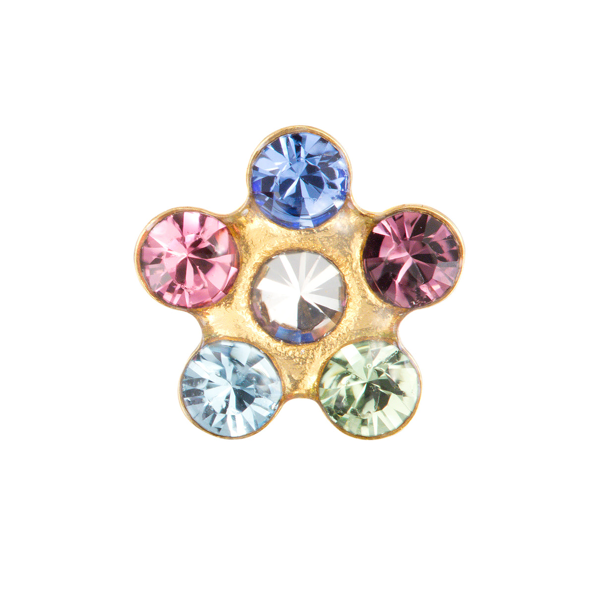 809C-1 - Rainbow Daisy Flower 14KT Yellow Gold Earring Set