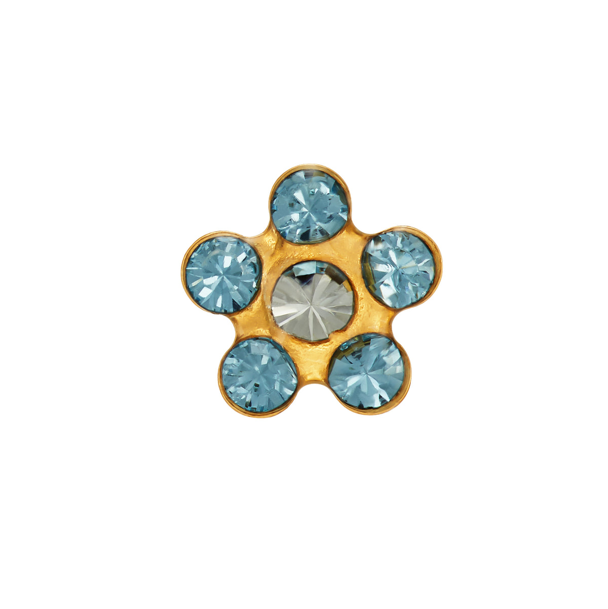 817C - March Aquamarine Daisy Flower 24K Gold-Plated Earring Set