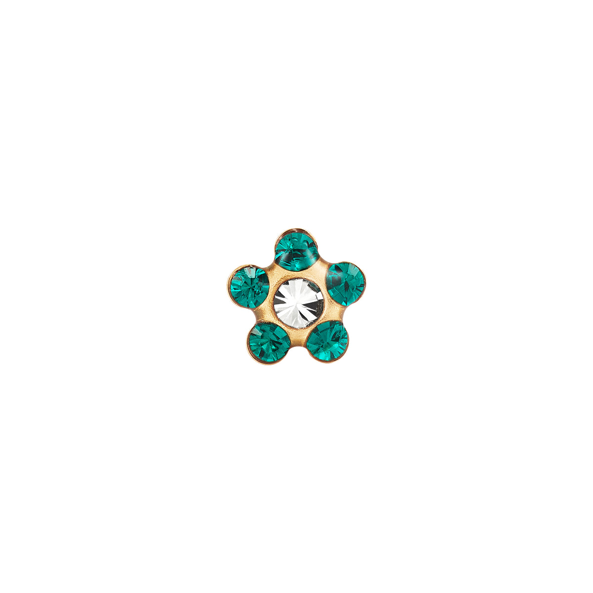 819C - Crystal Emerald Daisy Flower 24K Gold-Plated Earring Set