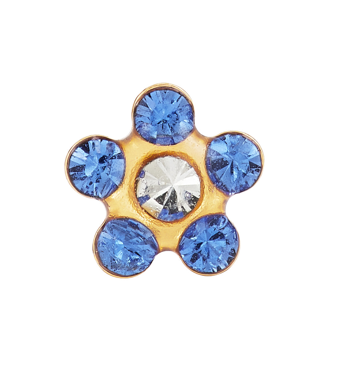 823C - Crystal Sapphire Daisy Flower 24K Gold-Plated Earring Set