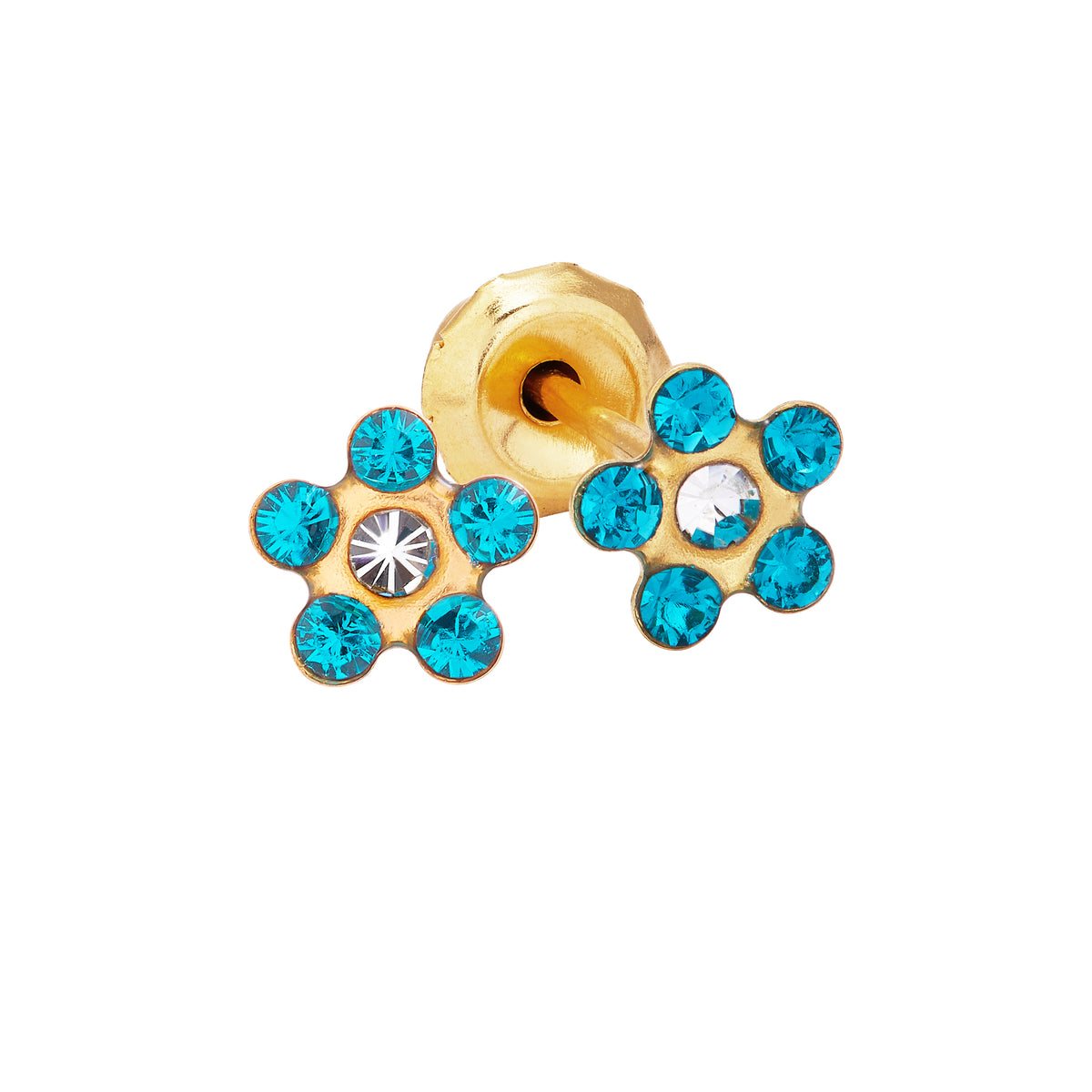 826C - Crystal Zircon Daisy Flower 24K Gold-Plated Earring Set