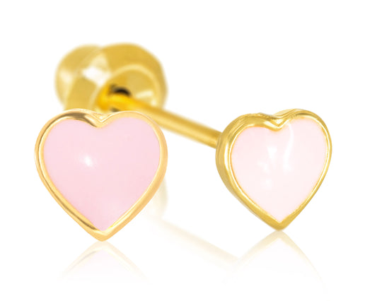 840C-1 - Pink Heart 24K Gold-Plated Earring Set