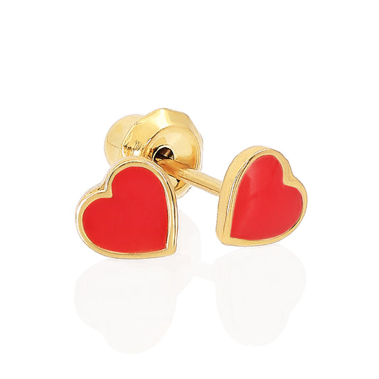 840C-2 - Red Heart 24K Gold-Plated Earring Set