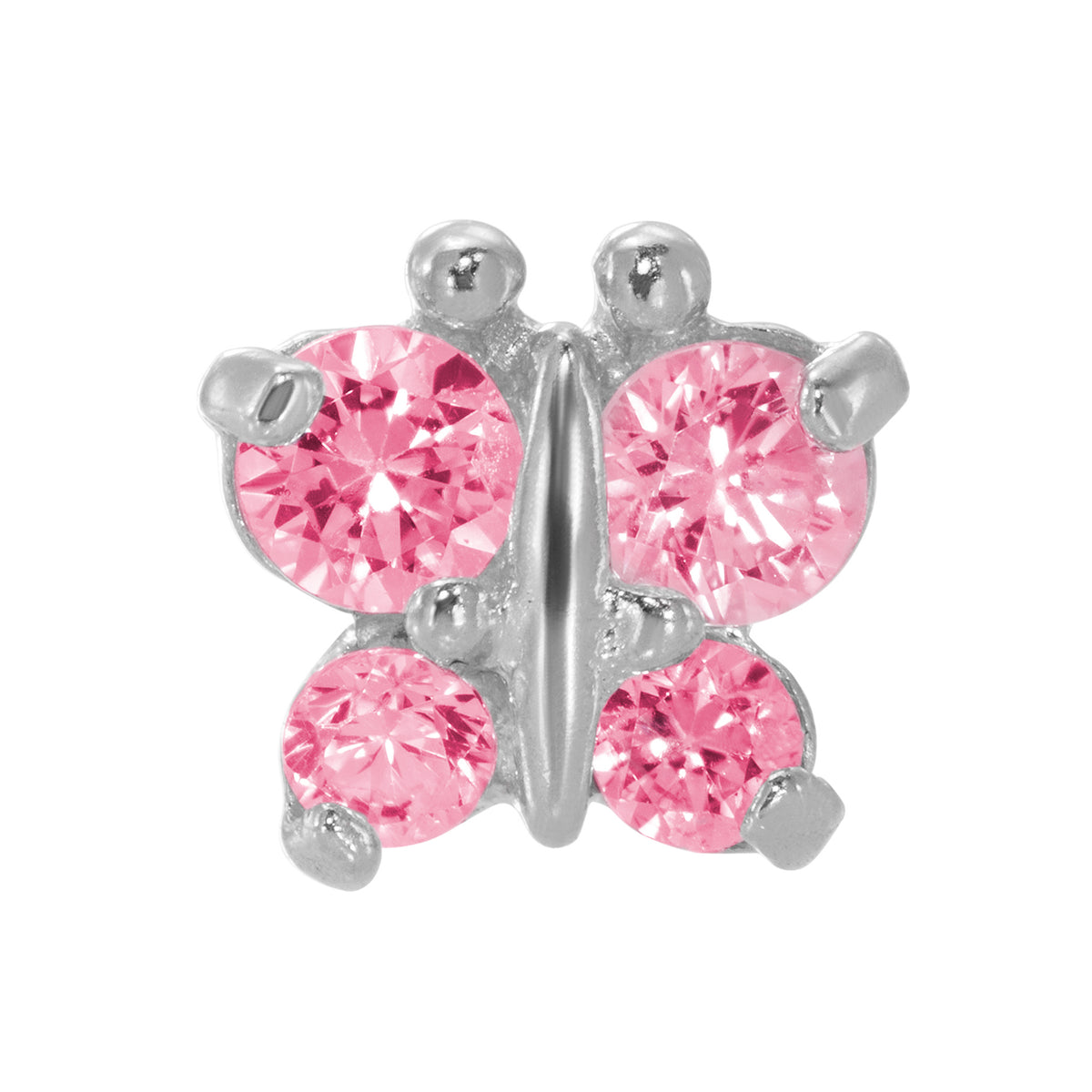 848S-2 - Pink Crystal Butterfly Stainless Steel Earring Set