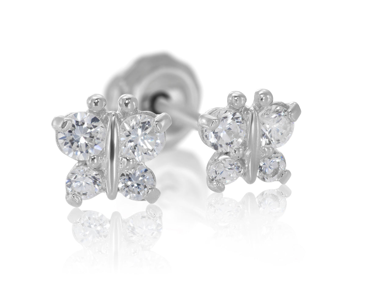 848S - Crystal Butterfly Stainless Steel Earring Set