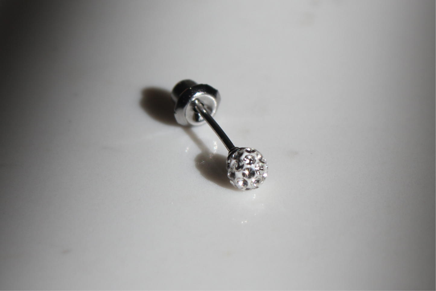 4mm Crystal Pave Sphere Stainless Steel Earring Set