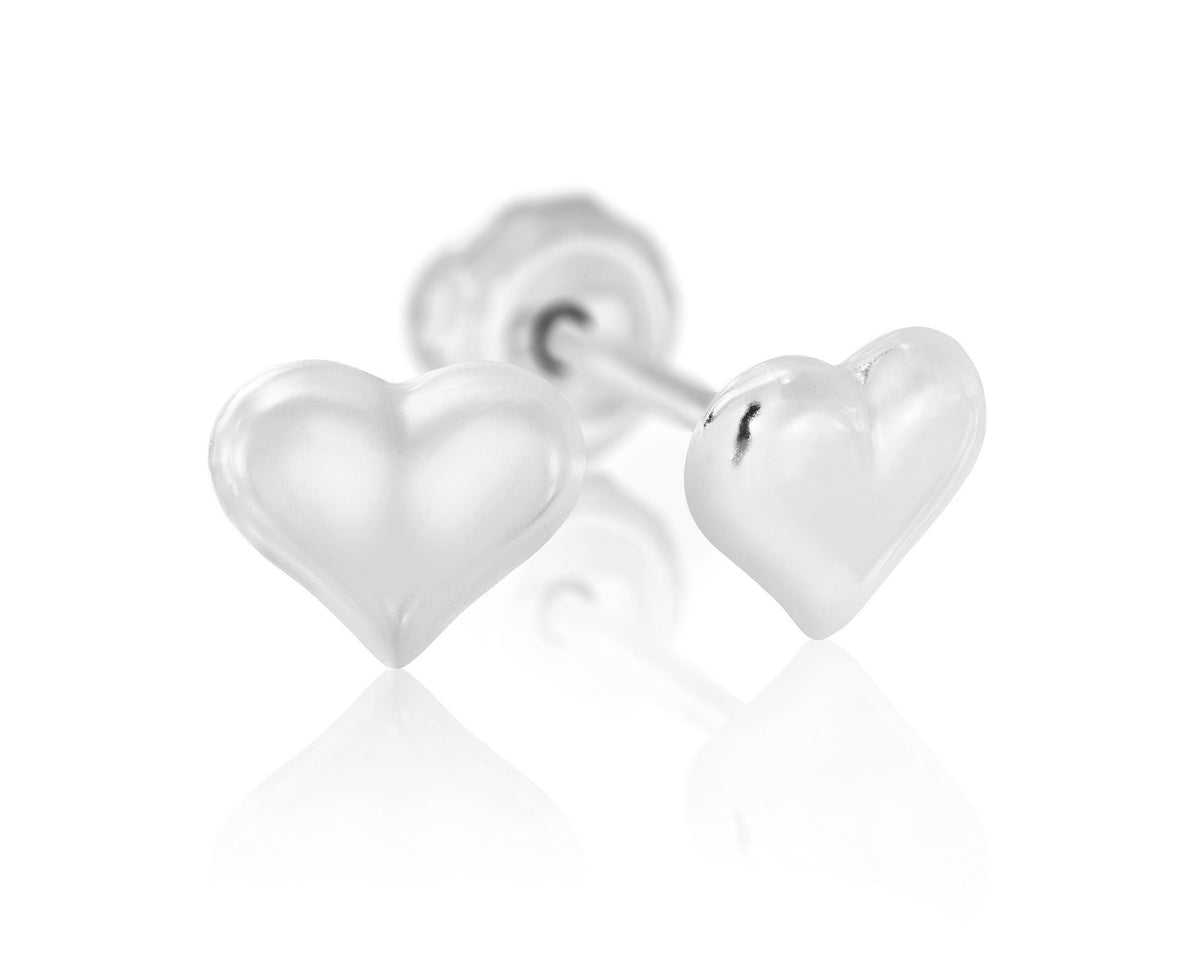 903C - 7mm Puffed Heart Stainless Steel Earring Set