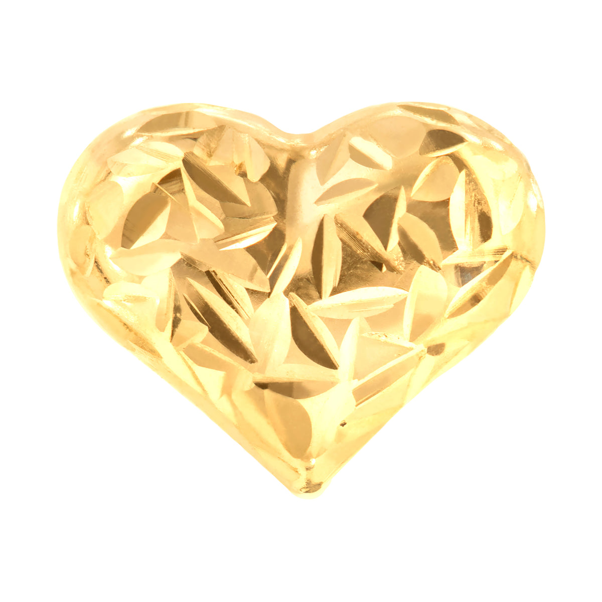 918E - 14K Gold Puffed Diamond-cut Textured Heart