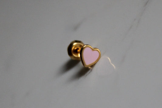 Pink Heart 24K Gold-Plated Earring Set