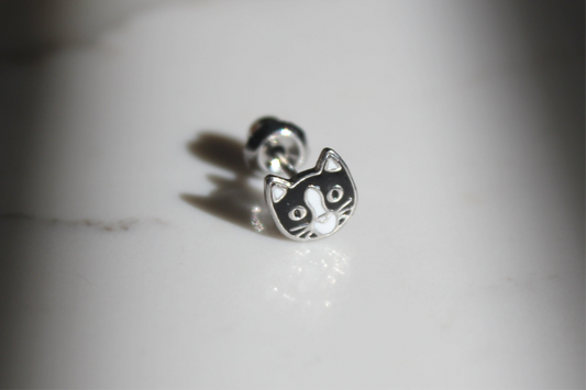 7mm Cat Stainless Steel Earring Set