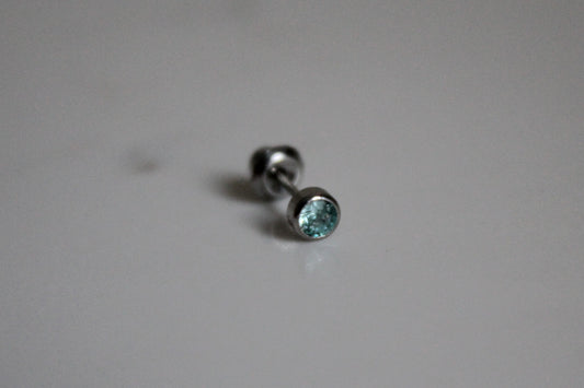 4mm Aquamarine Bezel Titanium Earring Set