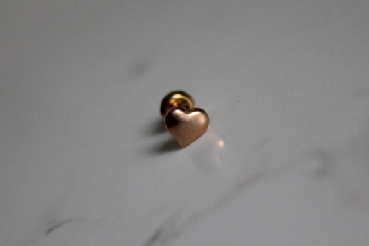 7mm Rose Gold Puffed Heart 24K Gold-Plated Earring Set