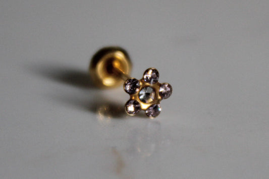 Crystal Alexandrite Daisy Flower 24K Gold-Plated Earring Set