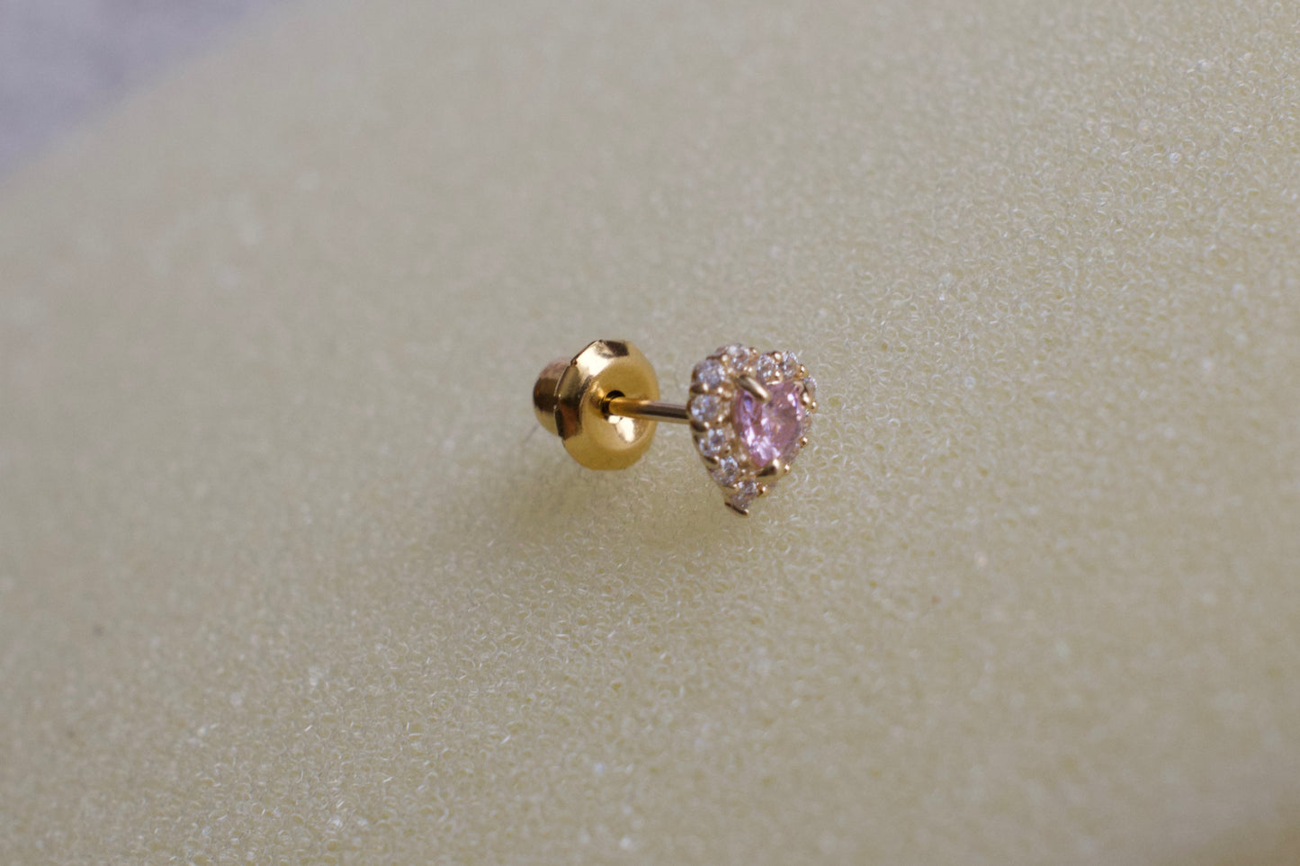 14K Pink Cubic Zirconia Heart w/ Halo