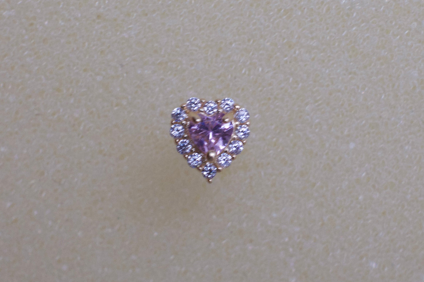 14K Pink Cubic Zirconia Heart w/ Halo