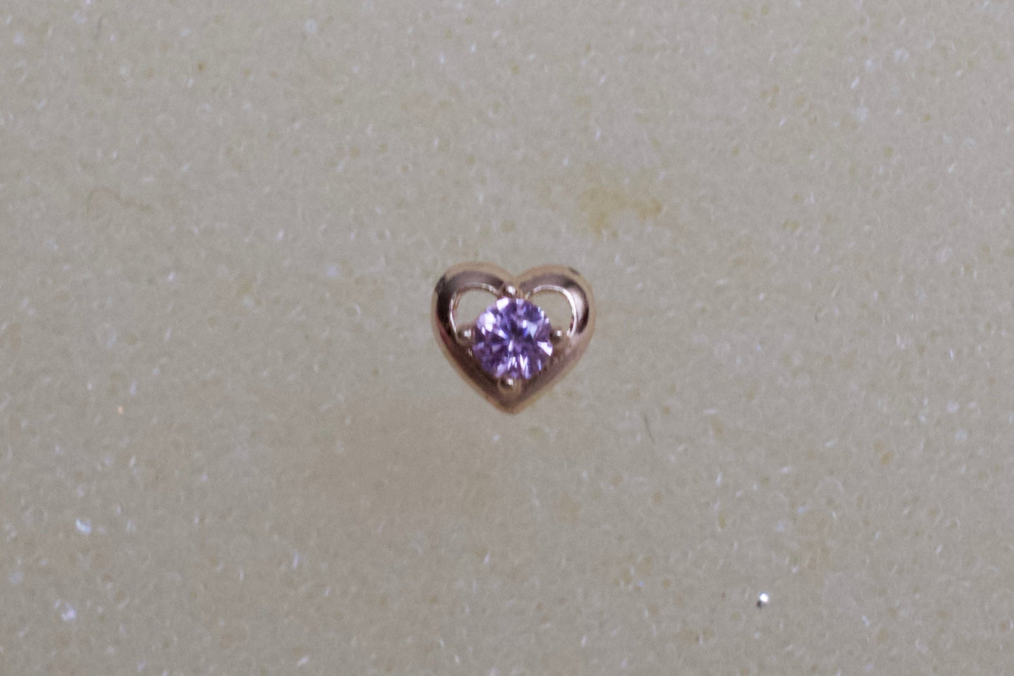 14K Gold Heart with Pink Cubic Zirconia Stone
