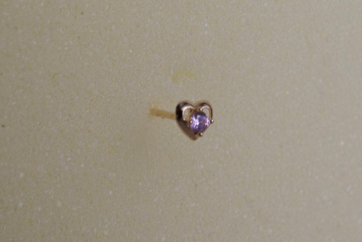 14K Gold Heart with Pink Cubic Zirconia Stone