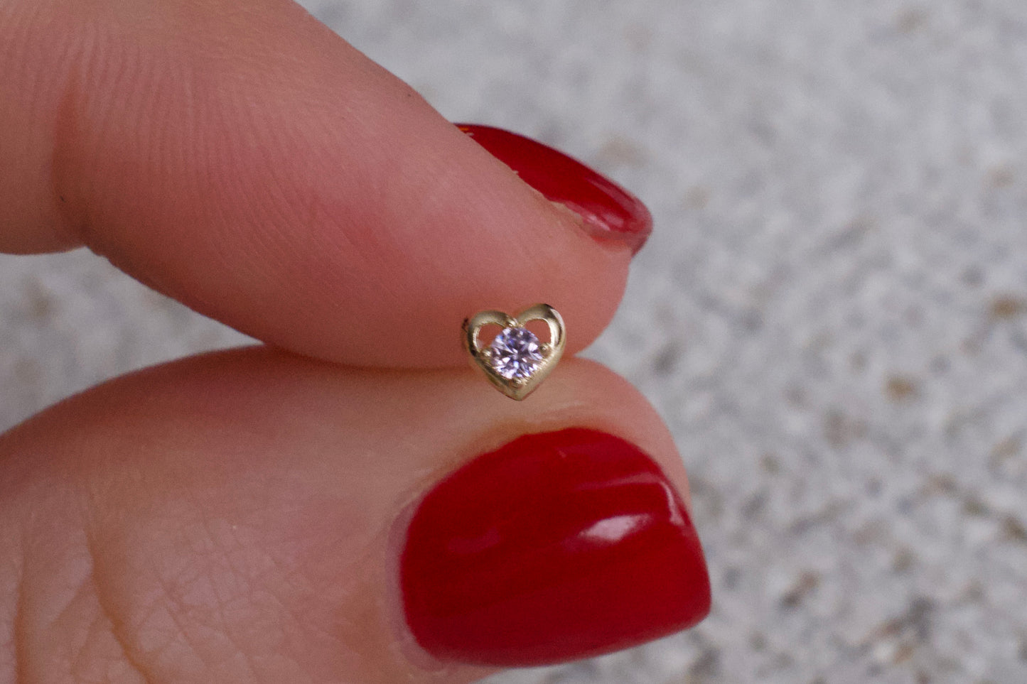 14K Gold Heart with Pink Cubic Zirconia Stone