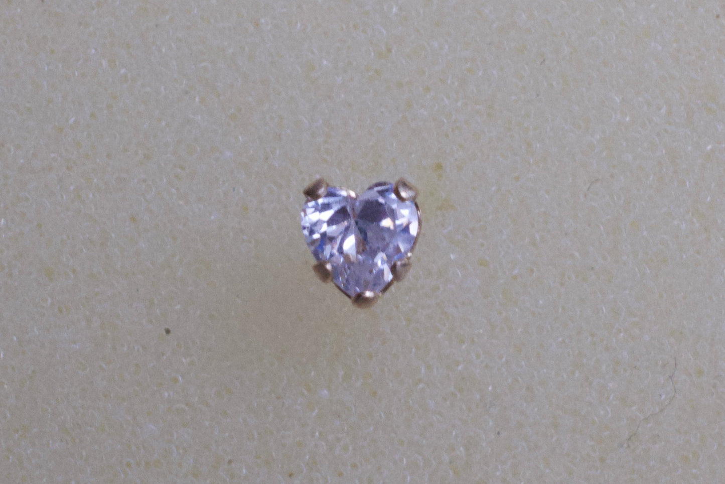 14K Gold 4mm Clear Cubic Zirconia Heart