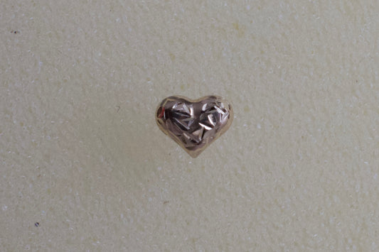 14K Gold Puffed Diamond-cut Textured Heart