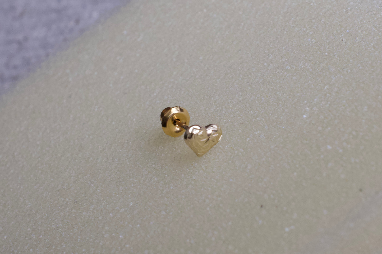 14K Gold Puffed Diamond-cut Textured Heart