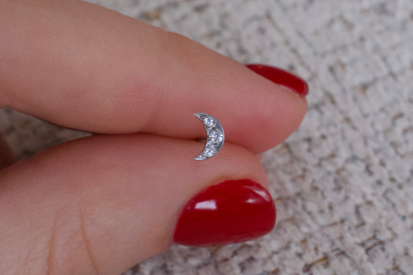 Cubic Zirconia Moon Stainless Steel Earring Set