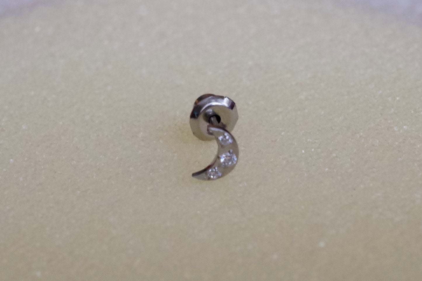 Cubic Zirconia Moon Stainless Steel Earring Set