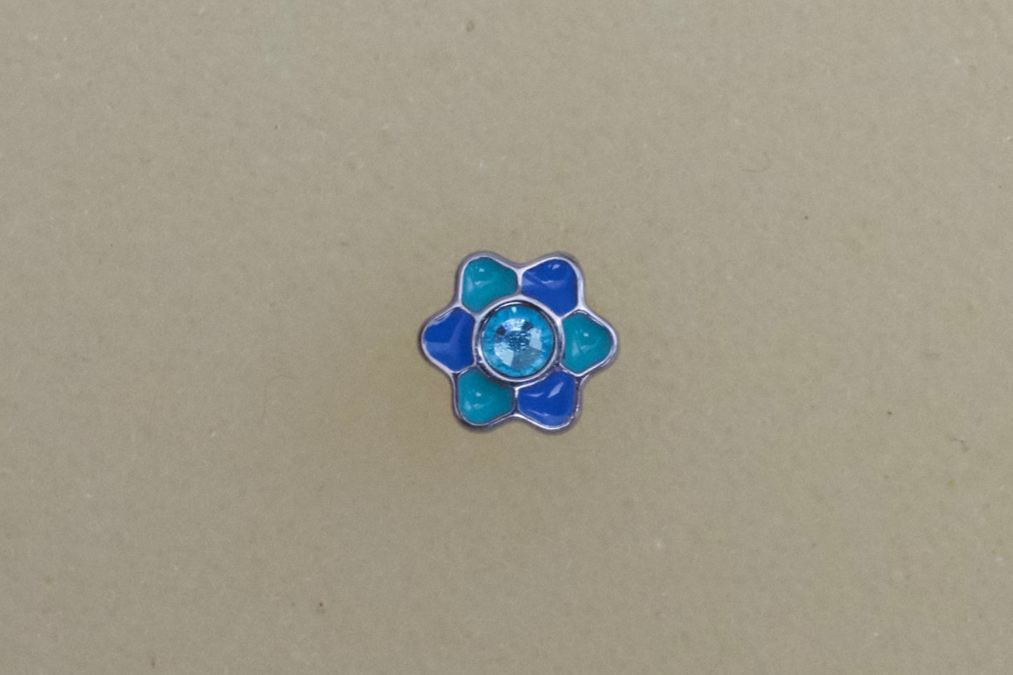 Blue & Turqoise Enamel Flower Stainless Steel Earring Set