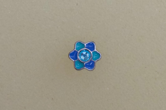 Blue & Turqoise Enamel Flower Stainless Steel Earring Set