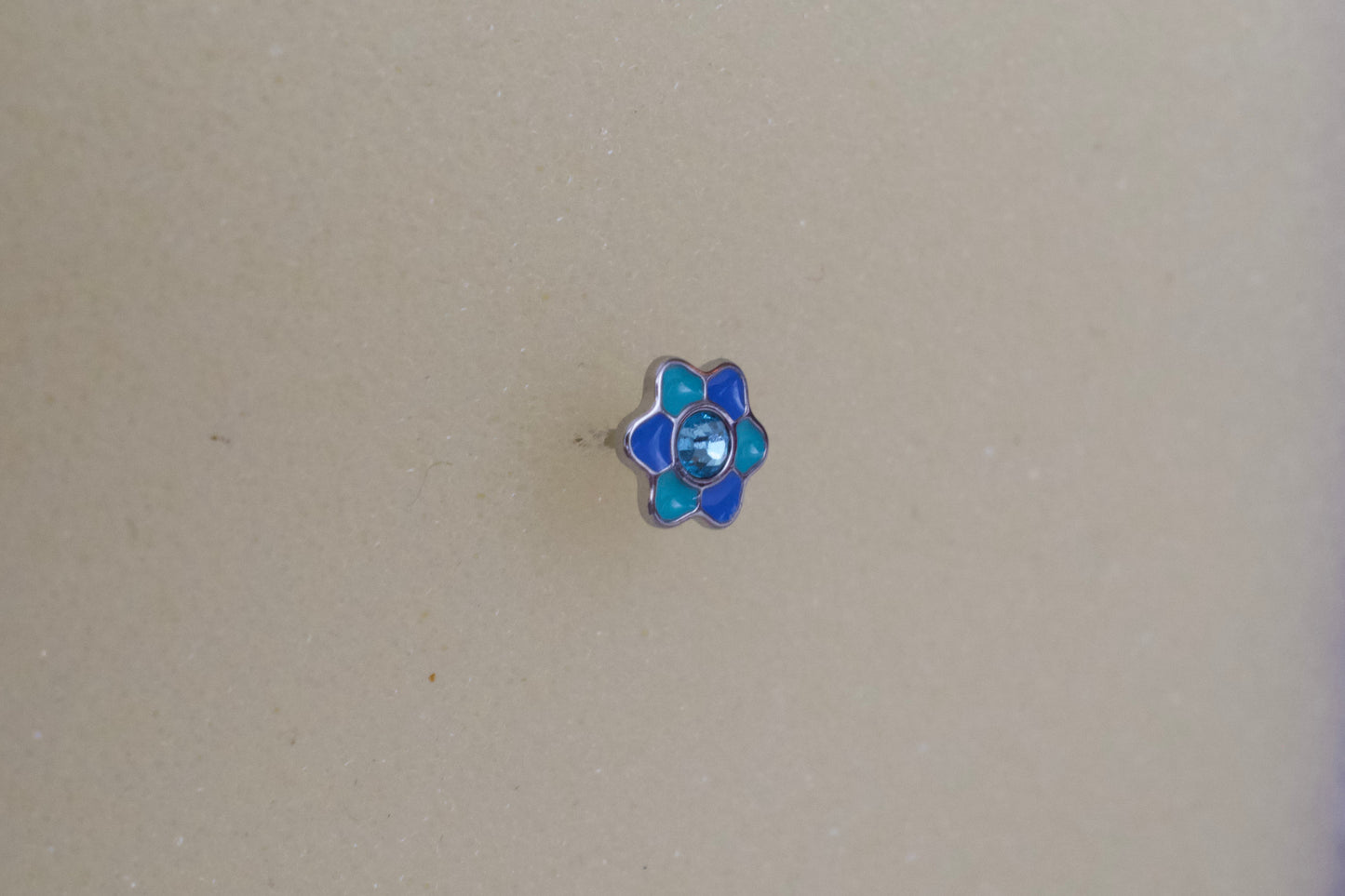 Blue & Turqoise Enamel Flower Stainless Steel Earring Set