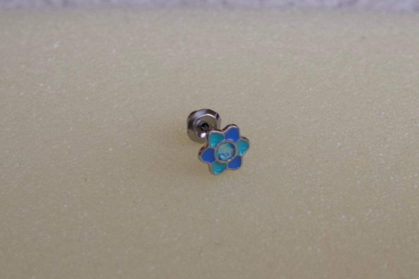 Blue & Turqoise Enamel Flower Stainless Steel Earring Set