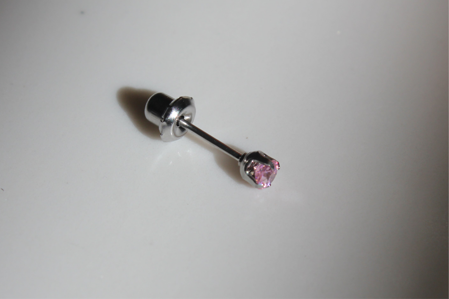 14K White Gold 4.2mm Pink Ice Cubic Zirconia Earring Set