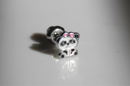 Panda w/ Pink Bow Stainless Steel Earring Set