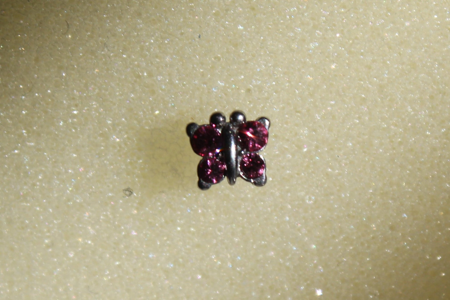 Pink Crystal Butterfly Stainless Steel Earring Set